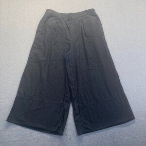 Banana Republic Women Pants Large Black Linen Pull On Wide Leg Casual Pockets